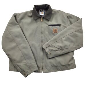 Vintage Y2K Carhartt Detroit Jacket J124 Tan Plaid Blanket Lined USA Coat Large